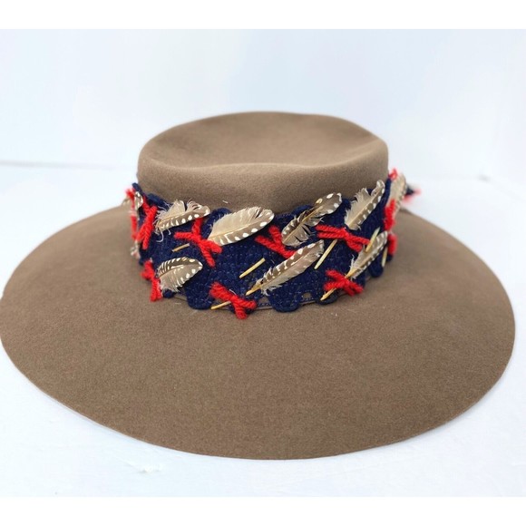 John Frederics,, Fedora, Women, Hat, Brown, w/ Feathers, 1967, New York VTG Women main image 3